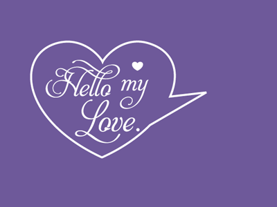 Hello heart purple typography