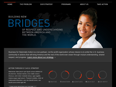 Building Bridges black gray infographic website