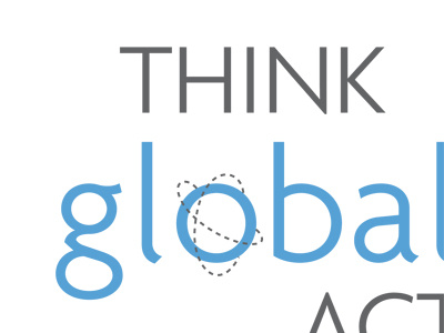 Think Globally blue globe typography