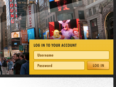 Log In form website yellow