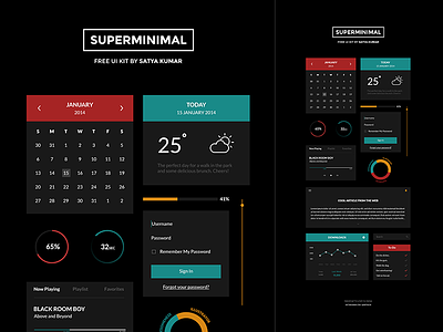 Superminimal V2 : Freebie UI Kit dark design download free kit minimal psd ui ui kit