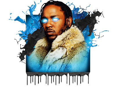 Kendrick Lamar Black and Blue Splashes artist design digiatal art icon illustration manipulation photoshop rappers