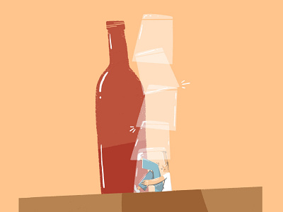 A Bad Hangover art artwork bottle character design expression expressive flat glass handdrawn illustration illustrator lines people