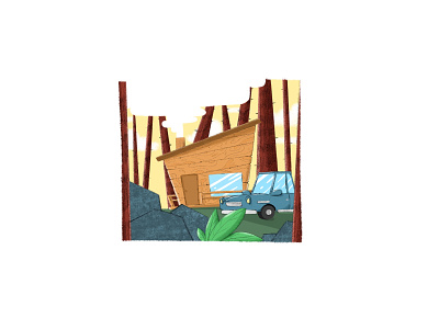 Out in the Woods art artwork car concept concept art environment forest house illustration illustrator procreate rocks trees woods