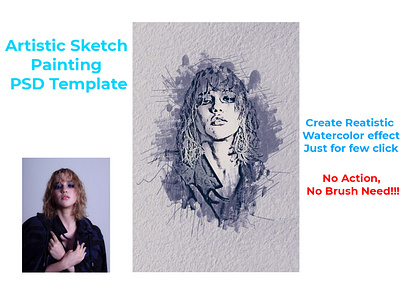 Artistic Sketch Painting PSD Template.