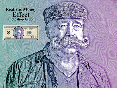 Realistic Money Effect Photoshop Action actions add-ons banknote dollar dutone gradient halftone laser engraving line effect pencil drawing photo effect photography photoshop portrait poster realistic money effect realistic pencil sketch retouching screen printing