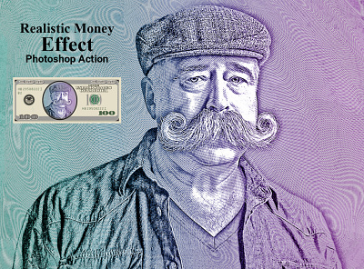 Realistic Money Effect Photoshop Action actions add ons banknote dollar dutone gradient halftone laser engraving line effect pencil drawing photo effect photography photoshop portrait poster realistic money effect realistic pencil sketch retouching screen printing