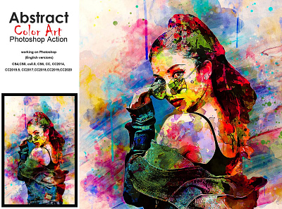Abstract Colorful Art PS Action action artistic brush color drawing effect grunge hand drawing images ink manipulation modern art photoshop portrait professional psd template watercolor photoshop action