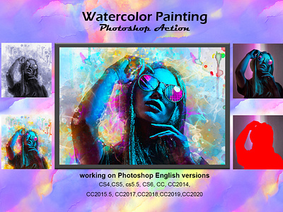 Watercolor Painting Photoshop Action action artistic brush color colorful painting drawing effect grunge hand drawing images ink manipulation photoshop portrait professional psd template watercolor art watercolor photoshop action