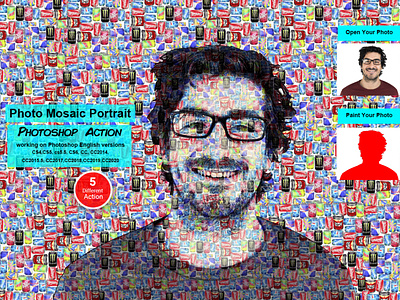Photo Mosaic Portrait Photoshop Action