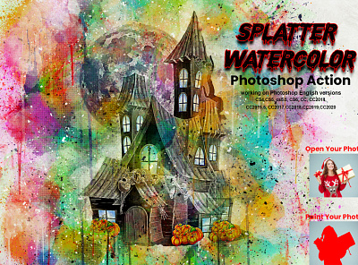 Splatter Watercolor Photoshop Action abstract artistic artistic watercolor drawing ink ink splash paint splatter painting effect photoshop brushes portrait portrait watercolor realistic splatter watercolor action vector art effect vector painting vintage watercolo art watercolor effect watercolor painting watercolor photoshop