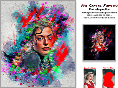 Art Canvas Painting Photoshop Action adobe photoshop art canvas painting artist color paint brush canvas painting photohsop canvas portrait action canvas watercolor colorful hand drawing ink watercolor modern watercolor art photo effect real portrait realistic art drawing tutorial watercolor action watercolor drawing watercolor effect watercolor sketch action watercolor splash