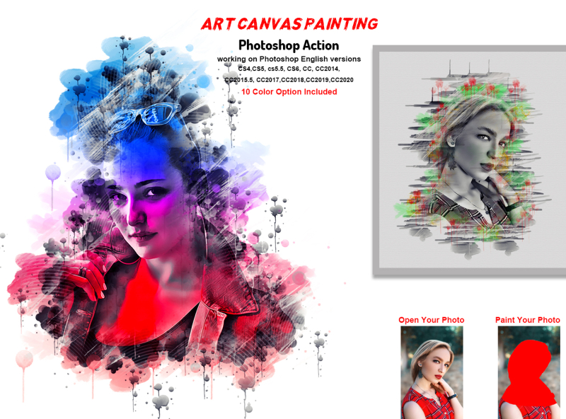 Art Canvas Painting Photoshop Action by AL AMIN on Dribbble