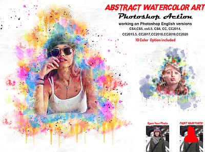 Abstract Watercolor Art Photoshop Action abstract mixed watercolor abstract watercolor adobe photoshop artist color paint brush colorful hand drawing modern art oil watercolor action photo effect portrait real portrait realistic watercolor watercolor artwork watercolor drawing watercolor effect watercolor painting watercolor photoshop watercolor sketch