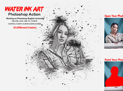 Water Ink Art Photoshop Action abstract ink adobe photoshop artist color paint hand drawing ink art ink drawing photoshop ink splash ink watercolor pencil drawing photo effect portrait real portrait realistic ink drawing template vector watercolor watercolor ink watercolor portrait action watercolor sketch action watercolor splash