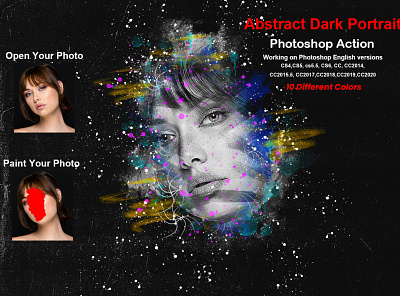 Abstract Dark Portrait Photoshop Action abstract painting abstract portrait abstract watercolor black and white dark actions dark effect digital painting dramatic easy art oil action photo effect photoshop action photoshop filter photoshop tutorial portrait action portrait photography sketch vintage action watercolor action