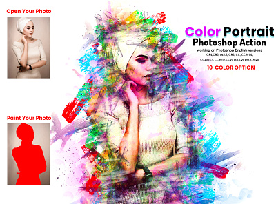 Color Portrait Photoshop Action action artistic brush color colorful painting drawing effect hand drawing images ink manipulation portrait professional template watercolor action watercolor art watercolor effect watercolor photoshop action watercolor portrait