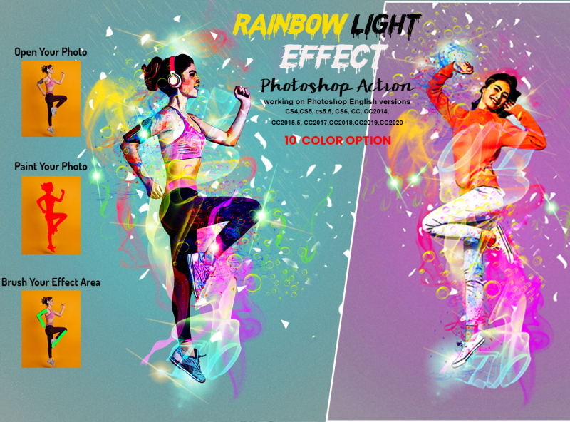 Rainbow Light Effect Photoshop Action abstract artistic color action color effect diy rainbow glow glow effect lens filter light leaks neon overlays photoshop brushes photoshop tutorial portrait portrait watercolor rainbow color realistic vintage watercolor effect