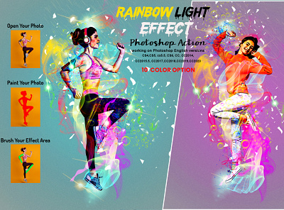 Rainbow Light Effect Photoshop Action abstract artistic color action color effect diy rainbow glow glow effect lens filter light leaks neon overlays photoshop brushes photoshop tutorial portrait portrait watercolor rainbow color realistic vintage watercolor effect
