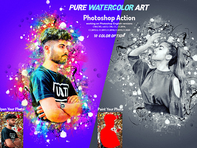 Pure Watercolor Art Photoshop Action abstract watercolor adobe photoshop artistic drawing hand drawn handpaint manipulation patterns photoshop action photoshop brushes photoshop tutorial portrait watercolor realistic art shatter action vector art watercolor action watercolor coloring watercolor effect watercolor portrait