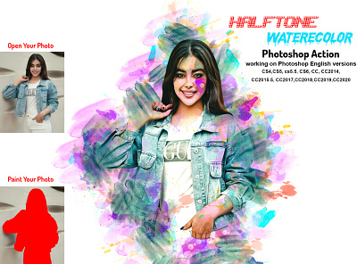 Halftone Watercolor Photoshop Action abstract artistic artistic watercolor ink ink splash mixed watercolor modern watercolor art paint splatter painting effect photoshop brushes portrait realistic vector art effect vector painting vintage watercolo art watercolor effect watercolor painting watercolor photoshop
