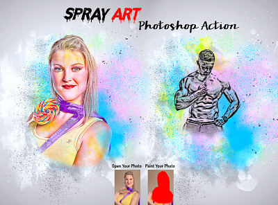 Spray Art Photoshop Action abstract action artistic canvas paint color effect dripping hand drawn paint splatter painting photo effect photo manipulation photoshop action realistic watercolor splash splatter spray painting action street watercolor brush watercolor effect