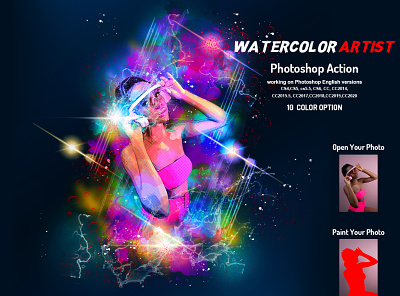Watercolor Artist Photoshop Action artistic watercolor brush canvas paint color effect colorful art hand drawn painting photo effect photo manipulation photography photoshop photoshop action realistic watercolor watercolor action watercolor art watercolor brush watercolor drawing watercolor effect watercolor portrait