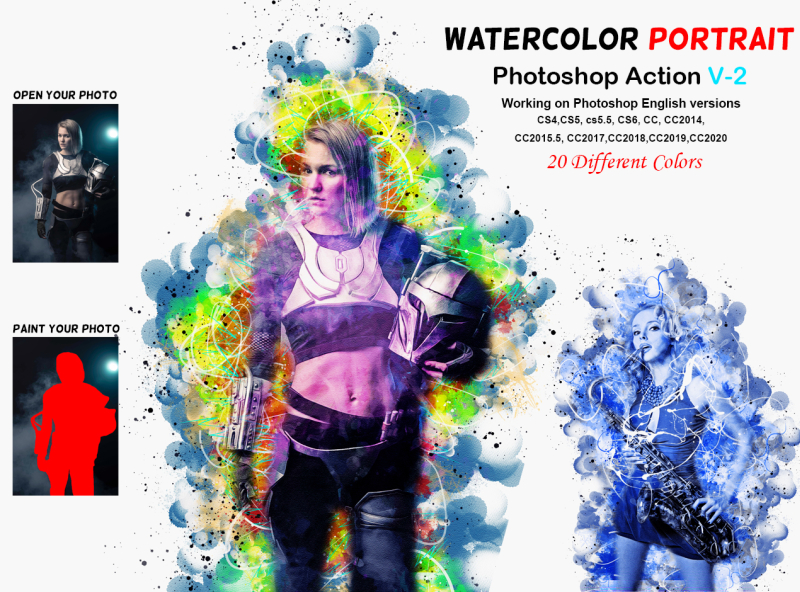 Watercolor Photoshop Actions - 25+ Free & Premium Download