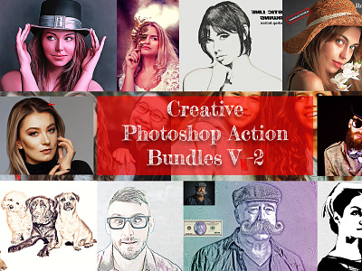 Creative Photoshop Action V-2 addons bundles adobe photoshop design effect photo effect photoshop photoshop action portrait realistic