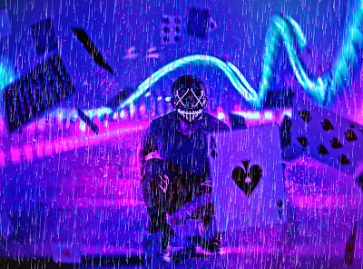 Rain Cyberpunk Photoshop Action portrait