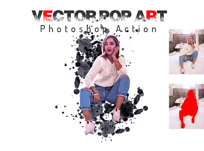 Vector Pop Art PS Action inked painting