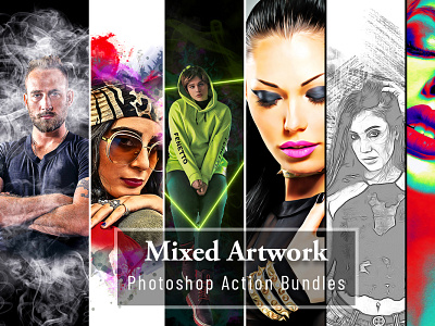 Mixed Artwork Photoshop Action Bundles addons bundles