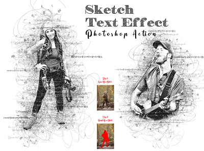 Sketch Text Effect Photoshop Action portrait