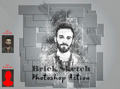 Brick Sketch Photoshop Action outline sketch