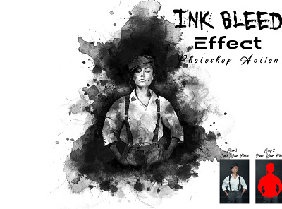 Ink Bleed Effect Photoshop Action grayscale