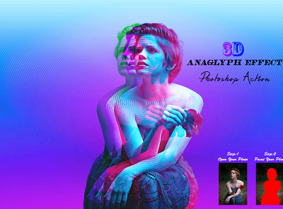 3D Anaglyph Effect Photoshop Action images