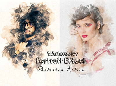 Watercolor Portrait Effect Photoshop Action sketch