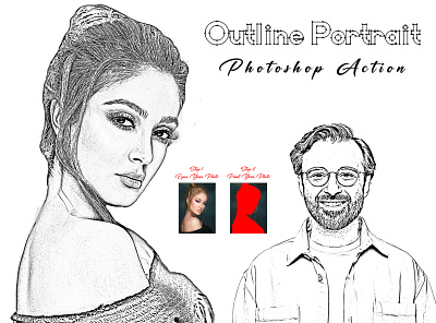 Outline Portrait Photoshop Action adobe photoshop