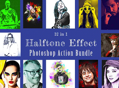 Halftone Effect Photoshop Action Bundle