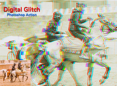 Digital Glitch Photoshop Action action bad signal broken color distortion disturb effect images pattern professional photoshop realistic texture