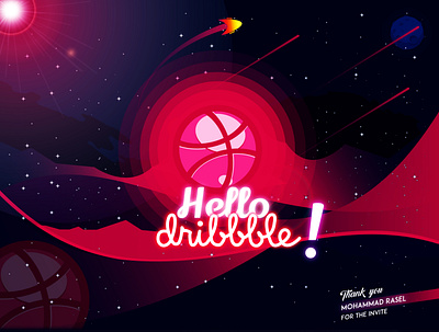 Hello Dribbble! My Debout! branding design flat illustration illustrator logo type typography vector web welcome shot