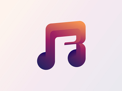 Music Logo with Letter R+F  Negative Space Logo