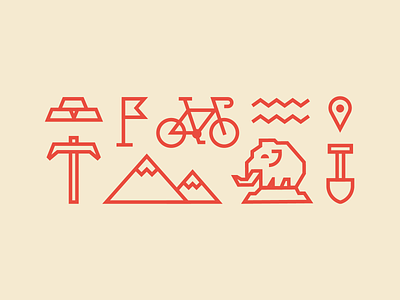 Pictograms bicycle flat gold icons miner stroke магадан