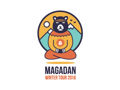 Cool Buddhist Guy bear buddhist character flat illustration logo mascot meditation mountains nice guy russia