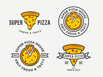 Pizza logos icon yum super stock tasty food pizza logotype logo