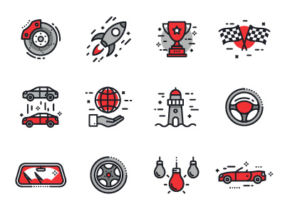 Automotive icons automotive car colored corporate icons line set stroke vehicle