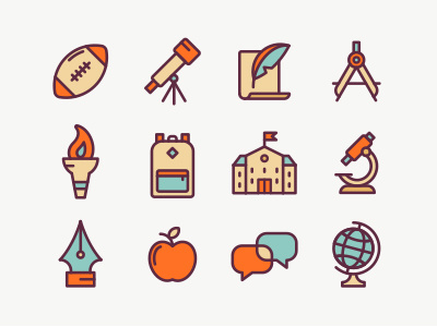 School Icons: Part 1! color icons school set stroke