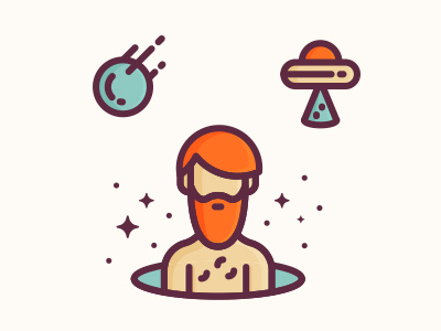 Mysterious Space Guy guy icon illustration logo man mysterious mystery planet space ufo