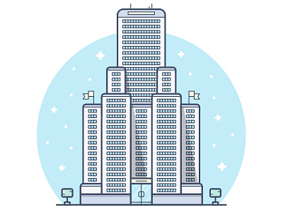 Office Tower big building company custom icon illustration it office tower