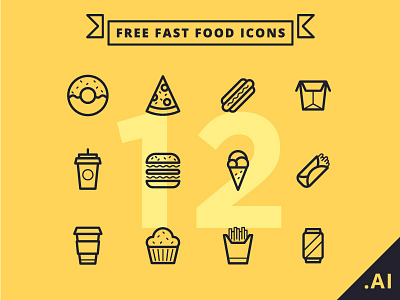 Free Fast Food Icons burger fast food free freebie hotdog icecream icons illustration